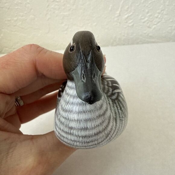 Wooden Duck Decoy Mallard Hand Carved Painted Small Shelf Sitter Art 5" - Picture 2 of 9